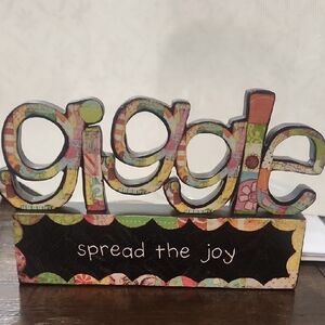 Demdaco Black 'Giggle' Sculpture Lightweight Wooden